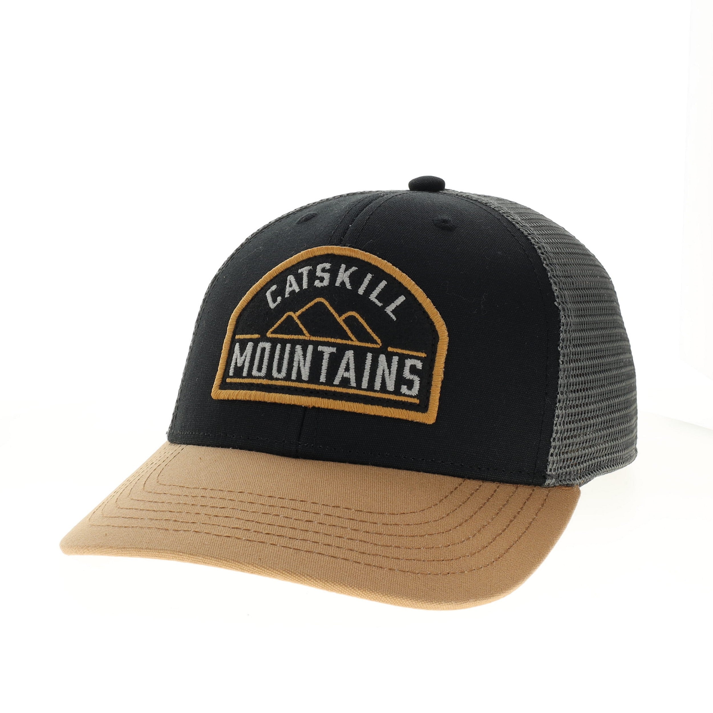 Youth Mid Profile Trucker Hat - Black/Caramel