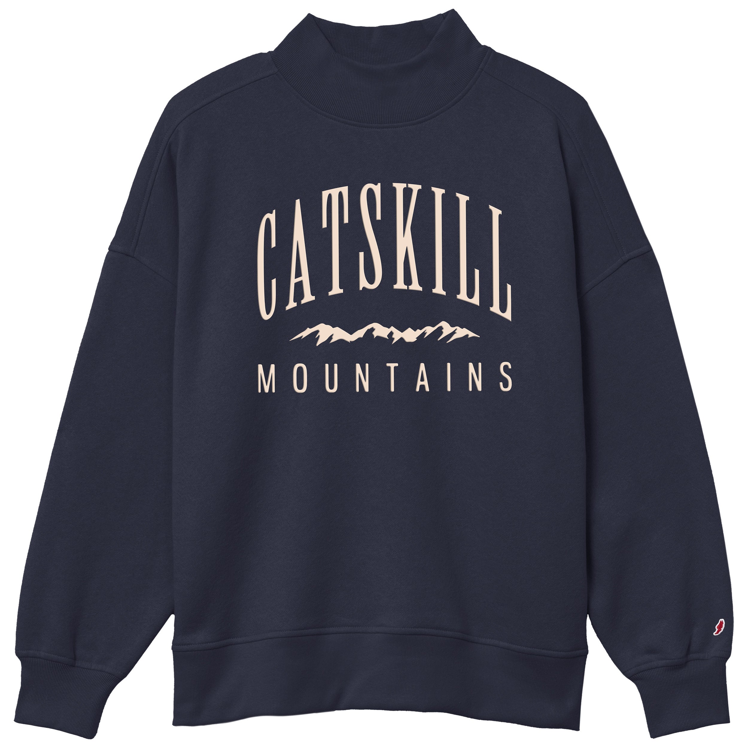 The Diana Mock Sweatshirt _ Navy/Oatmeal Embroidery