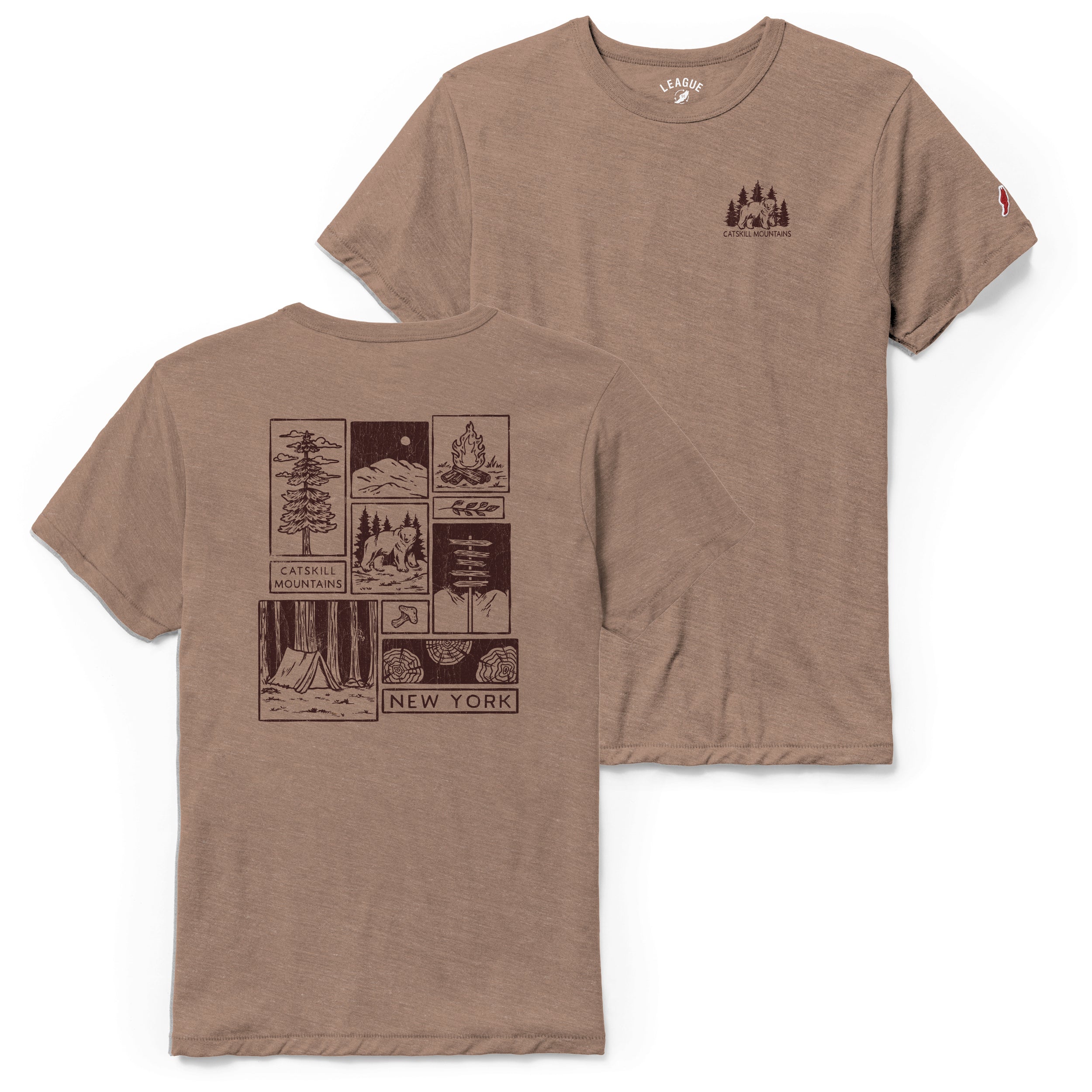 Premium Legacy Heather T-Shirts - Mountain Scene/Tan
