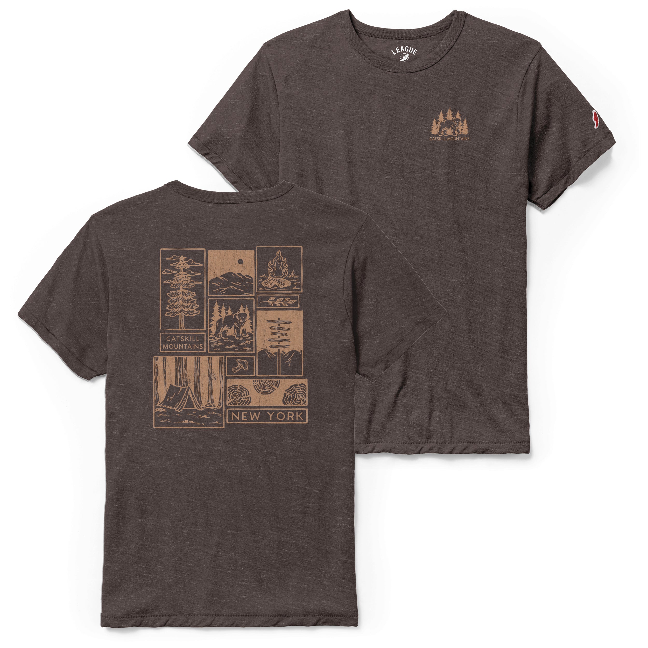 Premium Legacy Heather T-Shirts - Mountain Scene/True Brown