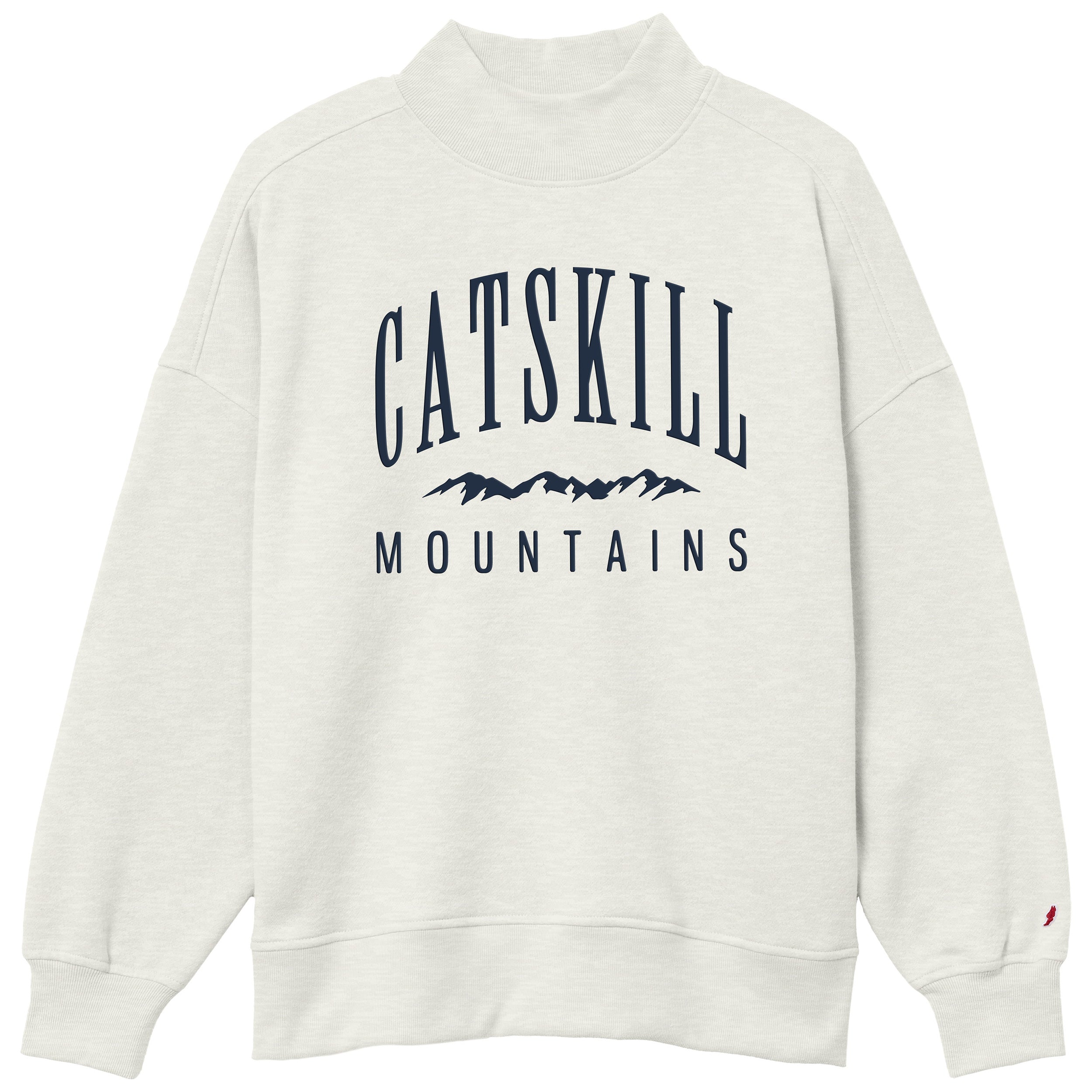 The Diana Mock Sweatshirt - Oatmeal/Navy Embroidery